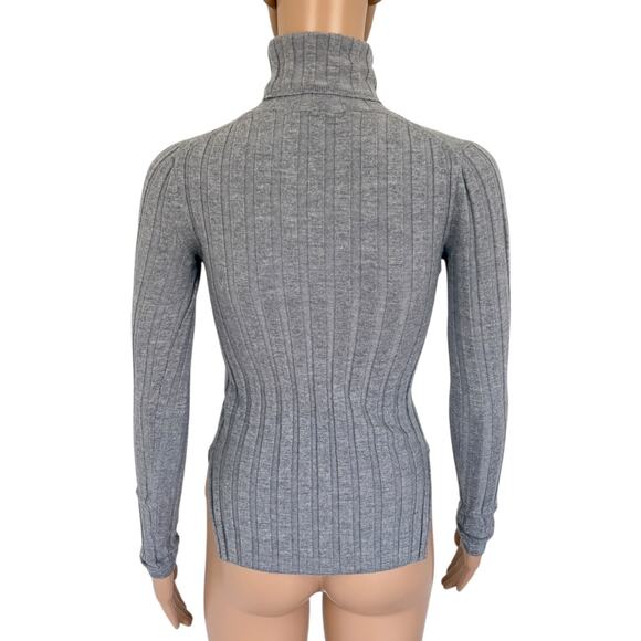 Acne Studios Corin Ribbed Merino Wool Turtleneck Minimalist Slim Fit XS Gray - Picture 3 of 6